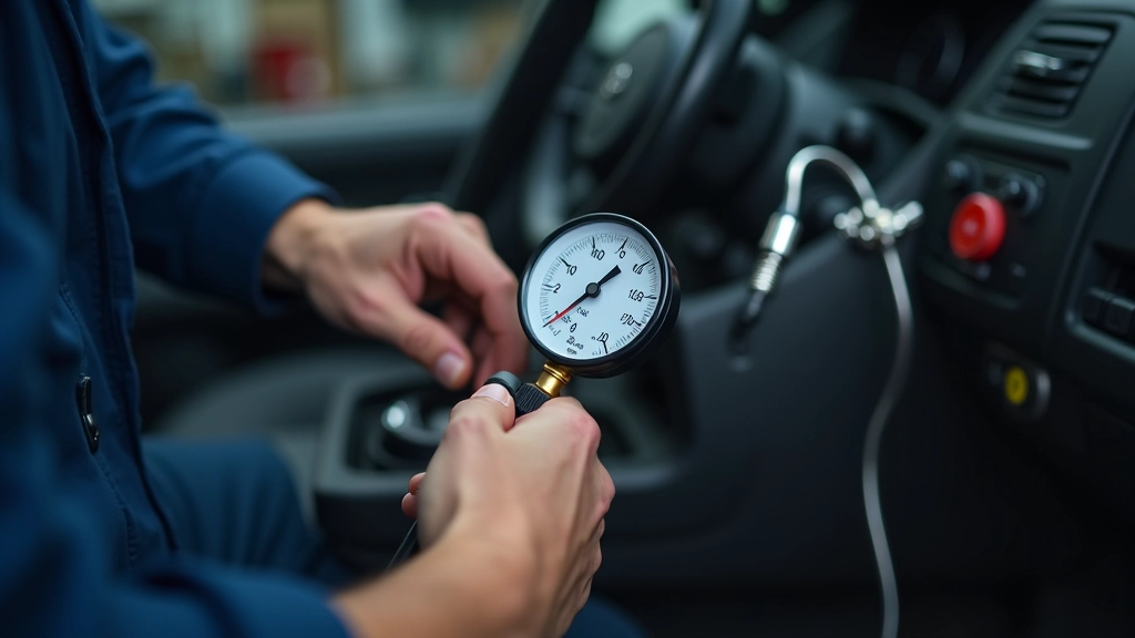 AC system diagnostic pressure gauge during service